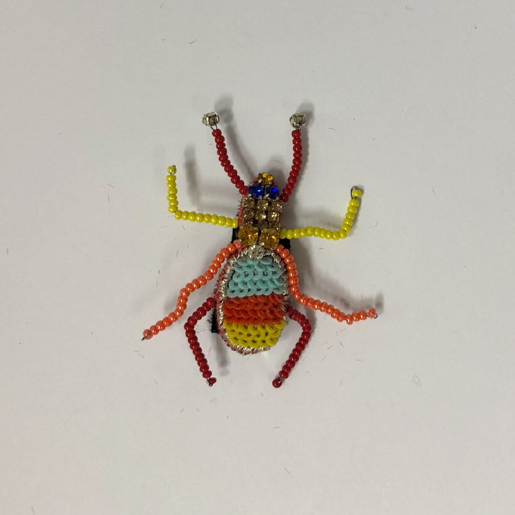 Hand Embroidered Bug Brooch 60 mm