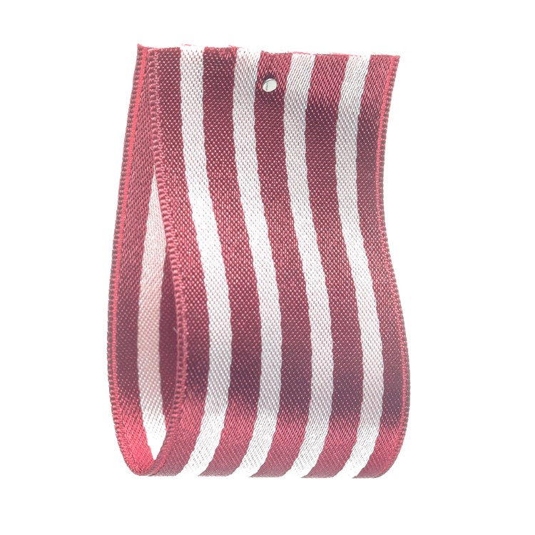 Peonie Red Striped Satin ribbon 24 mm