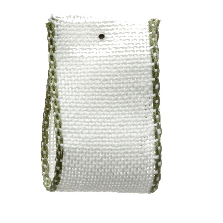 Hellebore Green White Cotton Linen 25 mm