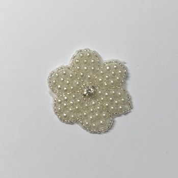 Pearl Beaded Flower Motif 50 mm