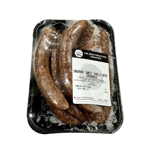 Certified Organic Sweet Chilli Beef 500G Sausage