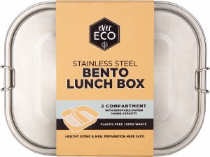 Stainless Steel Bento Lunch Box 2 Compartment With Removable Divider 1400ml