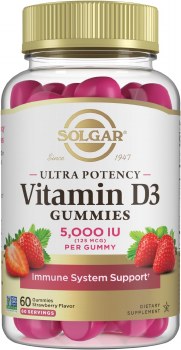 SOLGAR Vitamin D3 Gummies, 5000 IU, 60 Gummies