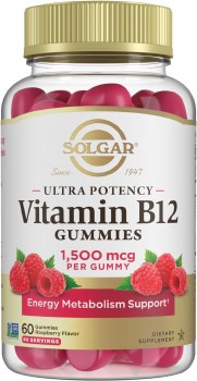 SOLGAR B-12 Gummies, 1500mcg, 60 Gummies