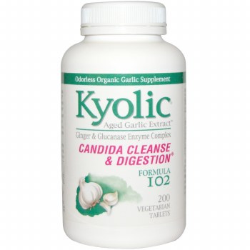 KYOLIC Aged Garlic Formula 102 - Candida Cleanse &amp; Digestion 200 Capsules