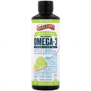 BARLEAN'S Omega-3 from Fish Oil , 1500 mg, Key Lime Pie, 16 oz