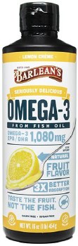 BARLEAN'S Omega-3  from Fish Oil 1080 mg, Lemon Cream , 16 oz