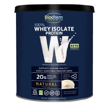 BIOCHEM Sports 100% Whey Isolate Protein Natural, 24.6 oz