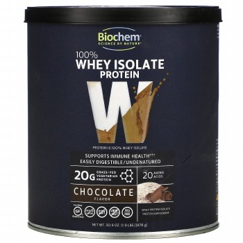 BIOCHEM Sports 100% Whey Isolate Protein Chocolate, 1.9 lbs