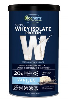 BIOCHEM Sports Whey Protein Isolate Powder Vanilla, 15.1 oz