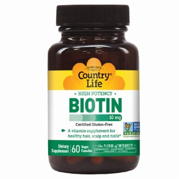 COUNTRY LIFE Biotin, 10 mg, 60 Vegetarian Capsules