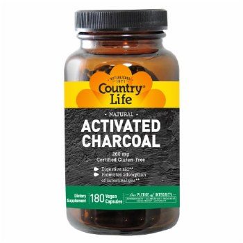 COUNTRY LIFE Activated Charcoal, 260 mg, 180 Capsules