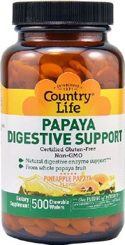 COUNTRY LIFE Natural Tropical Papaya Gluten Free, 500 Chewable Wafers