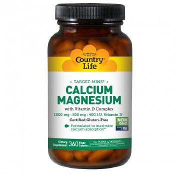 COUNTRY LIFE Calcium-Magnesium with Vitamin D Complex, 360 Vegan Capsules