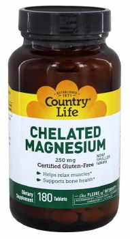 COUNTRY LIFE Chelated Magnesium, 250 mg, 180 Tablets