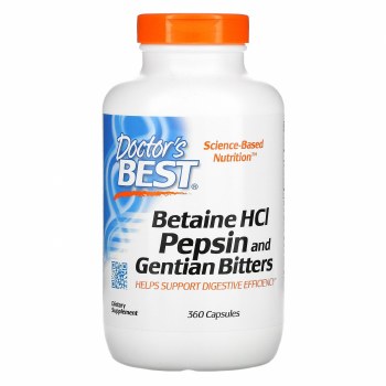 DOCTOR'S BEST Betaine HCL, Pepsin &amp; Gentian Bitters, 360 capsuls