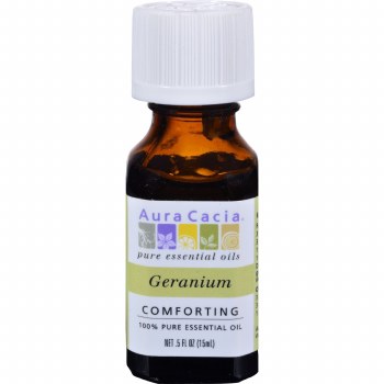 AURA CACIA Geranium Pure Essential Oil, 0.5 oz