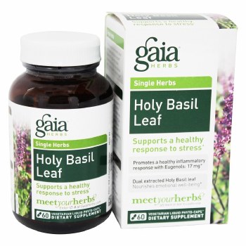 GAIA HERBS Holy Basil Leaf 60 Vegan Liquid Phyto Caps Healthy