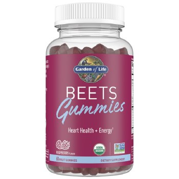 GARDEN OF LIFE Beets Heart Health + Energy Gummies, Rasberry flavor, 60 fruit gummies