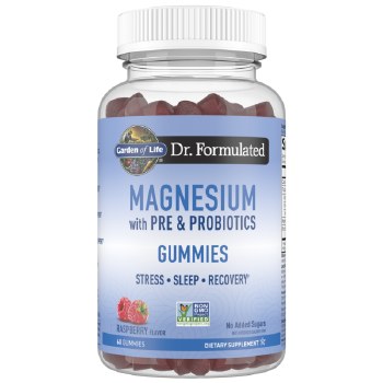 GARDEN OF LIFE Dr. Formulated Magnesium with Pre &amp; Probiotics Gummies, Rasberry Flavor, 60 gummies