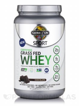 GARDEN OF LIFE Sport Certified Grass Fed Whey Protein Chocolate, 20 Servings