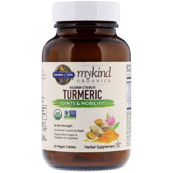GARDEN OF LIFE mykind Organics Maximum Strength Turmeric Joints &amp; Mobility, 30 Vegan Tablets