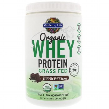 GARDEN OF LIFE Organic Whey Protein Grass Fed Chocolate Cacao, 12 Servings