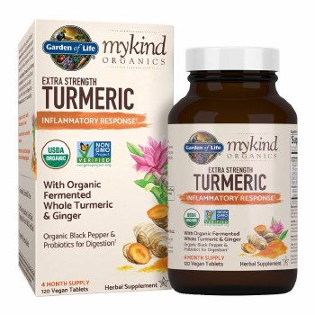 GARDEN OF LIFE mykind Organics Extra Strength Turmeric Inflammatory Response, 120 Vegan Tablets
