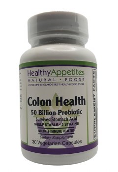 HEALTHY APPETITES Colon Health Probiotic, 50 Billion, 30 Vegetarian Capsules