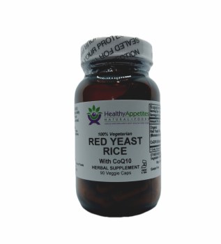 HEALTHY APPETITES Red Yeast Rice plus COQ10, NAC &amp; Milk Thistle 90 vegetarian capsules