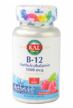 KAL B-12 Methylcobalamin Red Raspberry, 1000 mcg, 90 Tablets