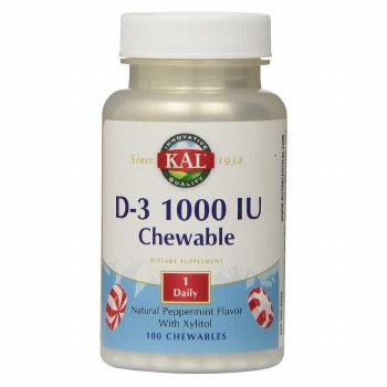 KAL D-3 Chewable Peppermint, 1000 IU, 100 Chewables
