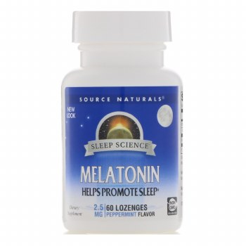 SOURCE NATURALS Melatonin 2.5 mg, Peppermint Flavor, 60 lozenges