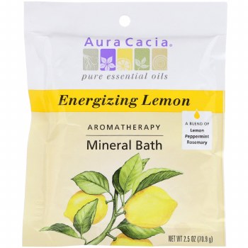 AURA CACIA Aromatherapy Mineral Bath, Energizing Lemon, 2.5 oz