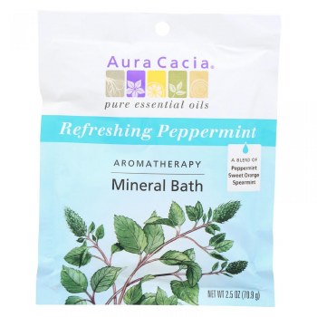 AURA CACIA Aromatherapy Mineral Bath, Refreshing Peppermint, 2.5 oz