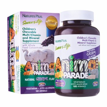 NATURE'S PLUS Animal Parade® Children's Chewable Multi-Vitamin &amp; Mineral Grape, 180 Chewable Animal Shapes