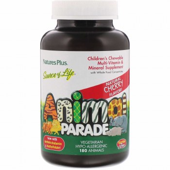 NATURE'S PLUS Animal Parade® Children's Chewable Multi-Vitamin &amp; Mineral Cherry, 180 Chewable Animal Shapes