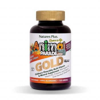 NATURE'S PLUS Animal Parade® Gold Children's Chewable Multi-Vitamin and Mineral Assorted, 120 Chewables