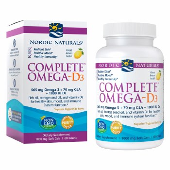 NORDIC NATURALS Complete Omega,D3 Lemon, 1000 mg, 60 Softgels