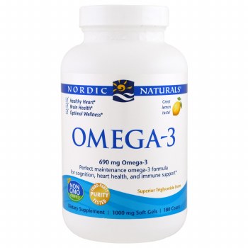 NORDIC NATURALS Omega-3 Lemon, 690 mg, 180 Softgels