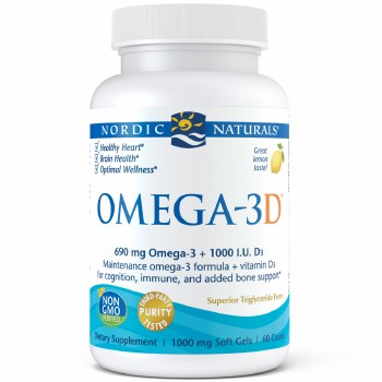 NORDIC NATURALS Omega-3D Lemon, 1000 mg, 60 Softgels