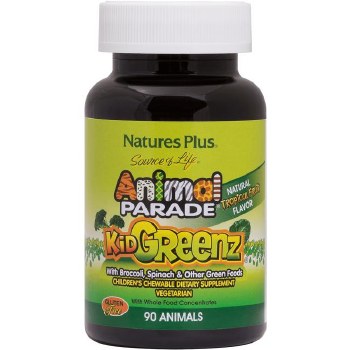 NATURE'S PLUS Animal Parade® KidGreenz® Children's Chewable with Whole Food Concentrates Tropical Fruit, 90 Animal-Shaped Tablets