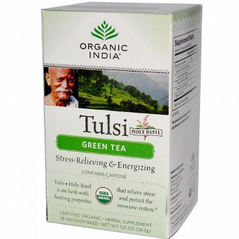 ORG INDIA Tulsi Green Tea, 18 tea bags