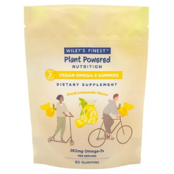 WILEY'S FINEST Omega-3 Vegan Gummies, Lemon Flavor, 60 Gummies