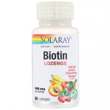 SOLARAY Biotin Lozenge Natural Peach Strawberry Banana,