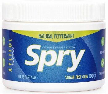 SPRY Natural Peppermint Chewing Gum, 100 pieces