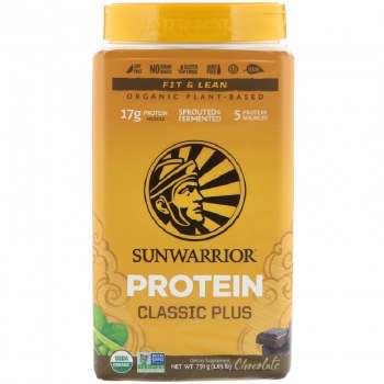 SUNWARRIOR Protein Classic Plus Plant-Based Protein, Cholocate Flavor, 1.65 lbs
