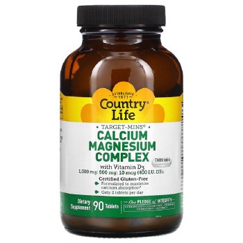 COUNTRY LIFE Calcium-Magnesium Caps, 90 Vegetarian Capsules