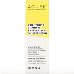 ACURE Brightening Vitamin C & Ferulic Acid Oil-Free Serum, 1 oz