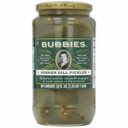 BUBBIES Kosher Dill Pickles, 33 oz